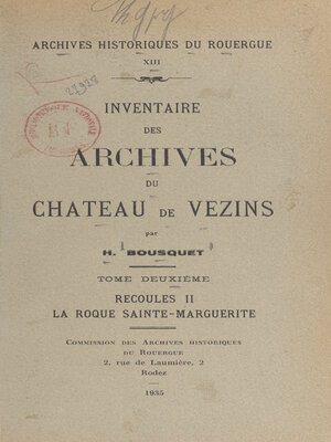 cover image of Inventaire des archives du château de Vezins (2)